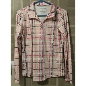 SanSoleil Sz‎ S Pink Pickleball Golf Tennis Sun UV50 Cooling Fabric Zip Polo